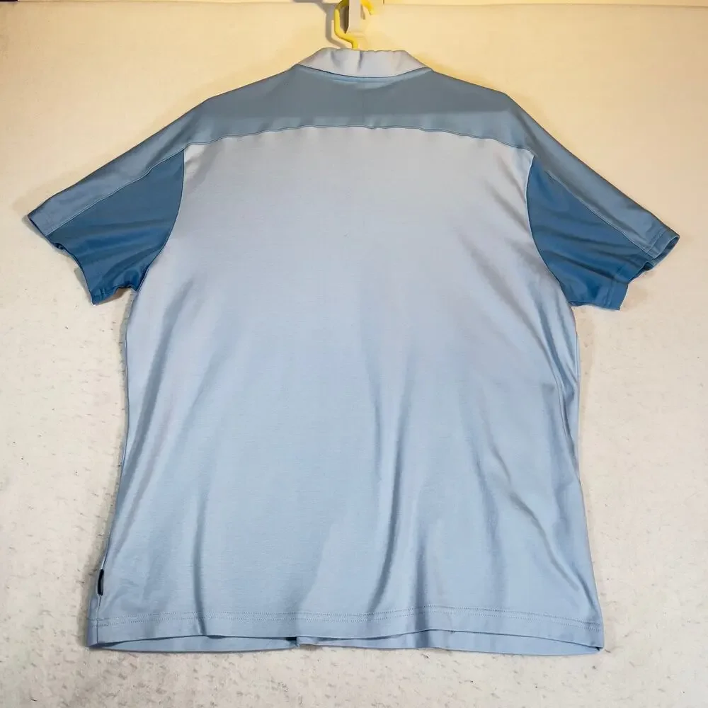 Calvin Klein Polo Shirt Men's XL Blue Colorblock Short Sleeve SOFT Cotton Resort
